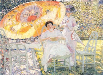 La sombrilla de jardín Mujeres impresionistas Frederick Carl Frieseke Pinturas al óleo